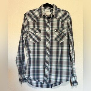 Roper Western Plaid Pearl Snap Shirt • Men’s M